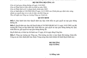 Quyết đi 19/2007/QĐ-BCA(C11) Quy trình điều tra giải quyết tai nạn giao thông đường sắt
