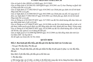 Quyết định 03/2007/QĐ-UBND phí đấu thầu,  đấu giá trên địa bàn tỉnh Lào Cai