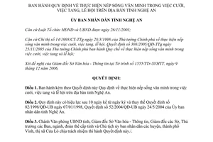 Quyết định 01/2007/QĐ-UBND nếp sống văn minh trong việc cưới việc tang lễ hội Nghệ An
