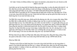 Chỉ thị 01/2007/CT-UBND hành lang bảo vệ an toàn lưới điện cao áp Đắk Lắk