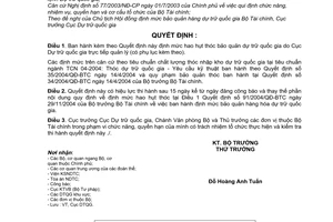 Quyết định 03/2007/QĐ-BTC định mức hao hụt thóc bảo quản dự trữ quốc gia