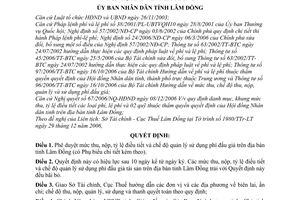 Quyết định 74/QĐ-UBND mức thu, nộp, tỷ lệ điều tiết chế độ quản lý