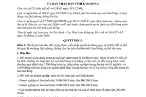 Quyết định 81/QĐ-UBND 2007 mức thu nộp Quỹ phòng chống bão lụt Lâm Đồng