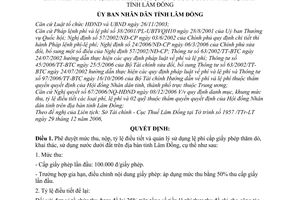 Quyết định 66/QĐ-UBND mức thu, nộp, tỷ lệ điều tiết chế độ quản lý sử dụng lệ phí cấp giấy phép thăm dò, khai thác, sử dụng nước dưới đất