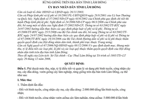 Quyết định 64/QĐ-UBND mức thu, nộp, tỷ lệ điều tiết  chế độ quản lý sử dụng phí bình tuyển, công nhận cây mẹ, cây đầu dòng,