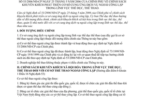 Thông tư 01/2007/TT-UBTDTT chính sách khuyến khích phát triển cơ sở cung ứng dịch vụ ngoài công lập lĩnh vực thể dục, thể thao hướng dẫn 53/2006/NĐ-CP