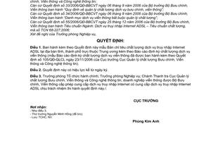 Quyết định 23/QĐ-QLCL  mẫu báo cáo định kỳ chất lượng dịch vụ