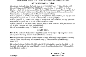 Quyết định 04/2007/QĐ-BTC mức thuế suất nhập khẩu mặt hàng thuộc nhóm 2710 Biểu thuế nhập khẩu ưu đãi