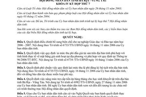 Nghị quyết 04/2007/NQ-HĐND tờ trình ủy ban nhân dân Bà Rịa kỳ họp 7/2007