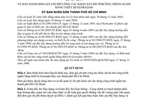 Quyết định 04/2007/QĐ-UBND đơn giá chi phí công tác khảo sát dò tìm công trình ngầm bằng thiết bị GEORADAR