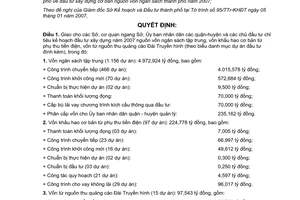 Quyết định 03/2007/QĐ-UBND giao chỉ tiêu kế hoạch đầu tư xây dựng năm 2007 vốn ngân sách tập trung khấu hao cơ bản phụ thu tiền điện quảng cáo