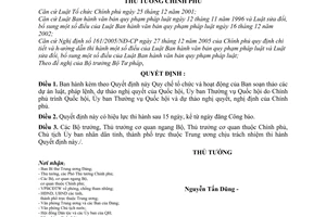 Quyết định 03/2007/QĐ-TTg Quy chế tổ chức hoạt động Ban soạn thảo