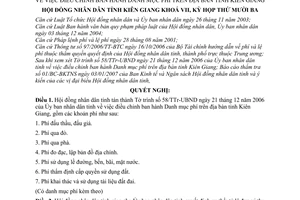 Nghị quyết 12/2007/NQ-HĐND điều chỉnh ban hành danh mục phí trên địa bàn tỉnh Kiên Giang