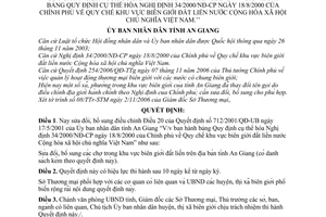 Quyết định 03/2007/QĐ-UBND quy chế khu vực biên giới đất liền nước Việt Nam tỉnh An Giang sửa đổi 712/2001/QĐ-UB Nghị định 34/2000/NĐ-CP