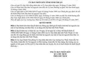 Quyết định 07/2007/QĐ-UBND bảng giá tối thiểu tính thuế tài nguyên khoáng sản khai thác sử dụng