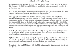 Công văn 447/BNV-TCPCP trả lời việc thành lập hội không có tư cách pháp nhân