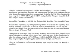 Công văn 842/TCT-TNCN vướng mắc thuế thu nhập cá nhân từ quà biếu tặng