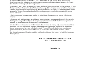 Official Dispatch No. 640/TCT-TNCN on personal income tax management for non-res