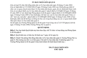 Quyết định 06/2007/QĐ-UBND Quy chế Tổ chức hoạt động của Phòng Quản lý đô thị quận 8