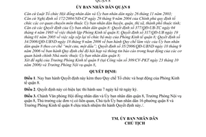 Quyết định 05/2007/QĐ-UBND Quy chế Tổ chức hoạt động Phòng Kinh tế quận 8