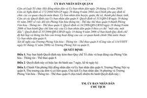 Quyết định 04/2007/QĐ-UBND quy chế tổ chức hoạt động của Phòng văn hóa thông tin thể thao Quận 8