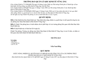 Quyết định 04/QĐ-KKT chức năng, nhiệm vụ, quyền hạn và mối quan hệ