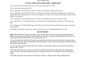 Quyết định 272/QĐ-UBND năm 2007 cơ chế Một cửa liên thông trong thủ tục thành lập doanh nghiệp Huế