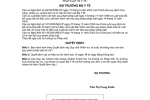 Quyết định 17/2007/QĐ-BYT Quy chế Kiểm tra, rà soát, hệ thống hoá văn bản quy phạm pháp luật y tế