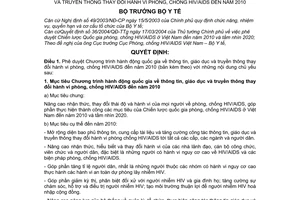 Quyết định 16/2007/QĐ-BYT phê duyệt Chương trình hành động quốc gia thông tin giáo dục truyền thông thay đổi hành vi phòng chống HIV/AIDS đến năm 2010
