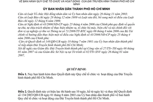 Quyết định 15/2007/QĐ-UBND Quy chế tổ chức hoạt động Đài Truyền hình thành phố Hồ Chí Minh