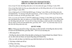 Nghị quyết 07/2007/NQ-HĐND về mức hỗ trợ trồng vườn rừng và chăn nuôi đối với hộ