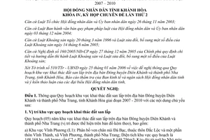 Nghị quyết 05/2007/NQ-HĐND Quy hoạch khu vực khai thác đất san lấp trên địa bàn