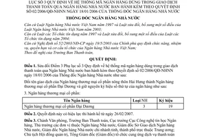 Quyết định 06/2007/QĐ-NHNN hệ thống mã ngân hàng giao dịch thanh toán qua Ngân hàng Nhà nước sửa đổi Điểm 3 Phụ lục 3 Quyết định 02/2006/QĐ-NHNN