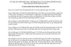 Quyết định 267/2007/QĐ-UBND quy định phí đò ngang địa bàn Thái Nguyên