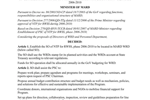 Decision No. 340/QĐ-BNN-TCCB on establishment of so of national target program