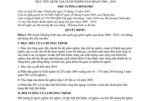 Quyết định 20/2007/QĐ-TTg Phê duyệt Chương trình mục tiêu quốc gia giảm nghèo giai đoạn 2006 - 2010