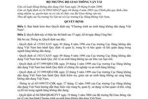Quyết định 06/2007/QĐ-BGTVT Chương trình an ninh hàng không dân dụng Việt Nam