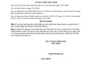 Quyết định 16/2007/QĐ-UBND chức năng nhiệm vụ quyền hạn Thanh tra Bình Dương