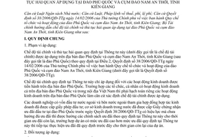 Thông tư 10/2007/TT-BTC hướng dẫn chế độ tài chính thủ tục hải quan đảo Phú Quốc cụm đảo Nam An Thới Kiên Giang