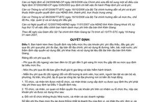 Quyết định 10/2007/QĐ-UBND mức chế độ thu, nộp, quản lý sử dụng khoản phí tỉnh Kiên Giang