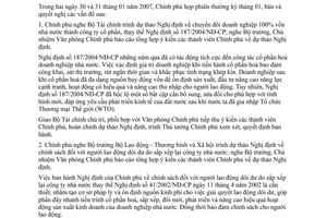 Nghị quyết 07/2007/NQ-CP phiên họp Chính phủ thường kỳ tháng 01 năm 2007