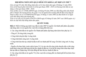 Nghị quyết 24/2007/NQ-HĐND danh mục các công trình đầu tư từ nguồn vốn Thành phố phân cấp năm 2007 quận Bình Tân