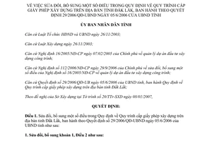 Quyết định 08/2007/QĐ-UBND sửa đổi Quy định Quy trình cấp giấy phép xây dựng