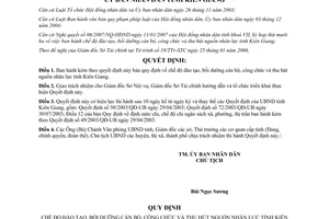 Quyết định số 12/2007/QĐ- UBND đào tạo bồi dưỡng cán bộ công chức thu hút nguồn nhân lực Kiên Giang