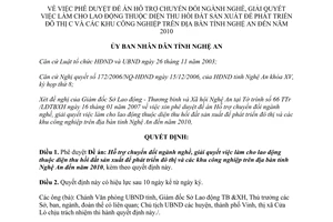 Quyết định 12/2007/QĐ-UBND giải quyết việc làm lao động bị thu hồi đất phát triển đô thị Nghệ An