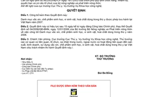 Quyết định 11/2007 /QĐ-BNN Công bố danh mục vắc xin, chế phẩm sinh học, vi sinh vật, hoá chất trong thú y được lưu hành