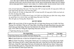 Quyết định 08/2007/QĐ-NHNN hệ thống mã ngân hàng giao dịch thanh toán Ngân hàng Nhà nước bổ sung Điểm 3 Phụ lục 3 Quyết định 02/2006/QĐ-NHNN