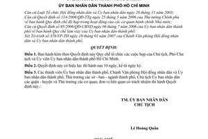 Quyết định 18/2007/QĐ-UBND Quy chế tổ chức cuộc họp Chủ tịch, Phó Chủ tịch Ủy viên Ủy ban nhân dân thành phố Hồ Chí Minh