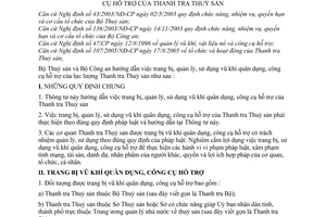 Thông tư liên tịch 01/2007/TTLT-BTS-BCA hướng dẫn trang bị quản lý sử dụng vũ khí quân dụng công cụ hỗ trợ Thanh tra Thuỷ sản