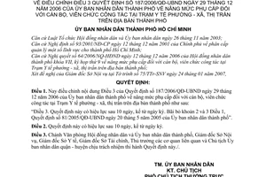Quyết định 19/2007/QĐ-UBND nâng mức phụ cấp cán bộ, viên chức công tác Trạm Y tế phường xã, thị trấn thành phố hướng dẫn Quyết định 187/2006/QĐ-UBN
